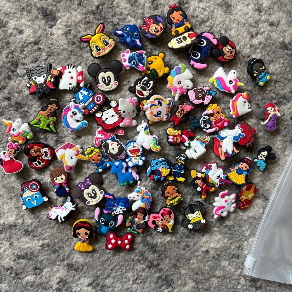 64 Disney and Cartoon Character Shoe CROC Charms